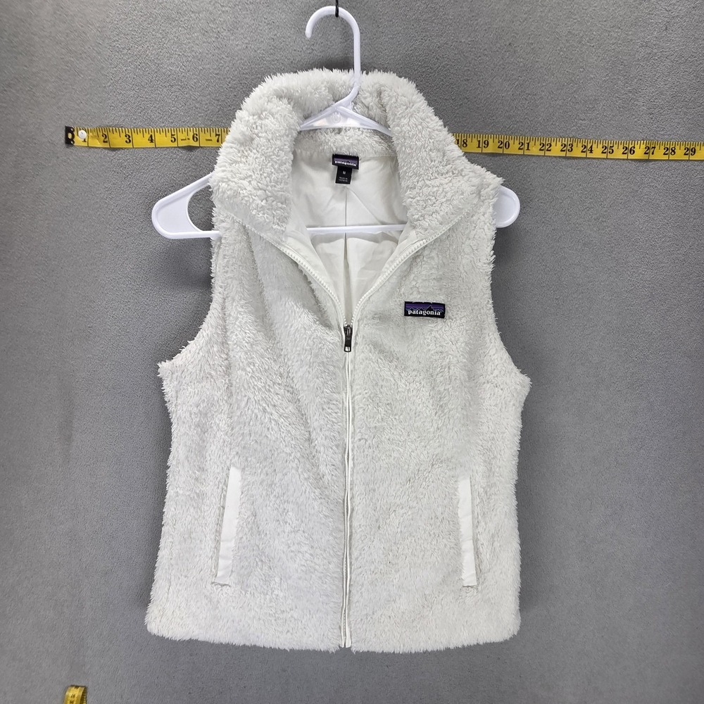 Patagonia Vest Womens Medium White Los Gatos Fleece Sherpa Full Zip Pockets
